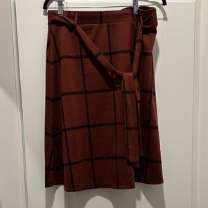 Elegant Brown Plaid A-Line Skirt